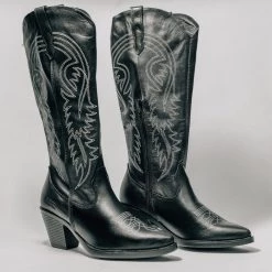 New ROC GALVESTON COWBOY BOOTS- BLK/WHITE