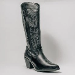 New ROC GALVESTON COWBOY BOOTS- BLK/WHITE